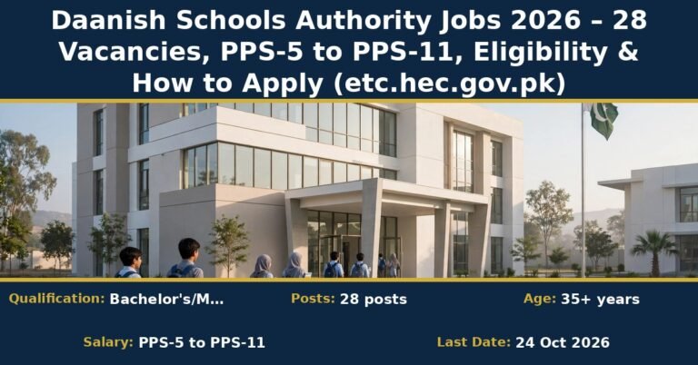 Daanish Schools Authority Jobs 2026 – 28 Vacancies, PPS-5 to PPS-11, Eligibility & How to Apply (etc.hec.gov.pk)