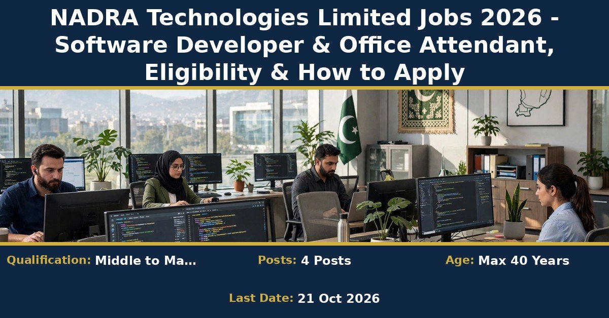 NADRA Technologies Limited Jobs 2026 – Flutter Developer & Office Attendant, Eligibility & How to Apply (careers.nadra.gov.pk)