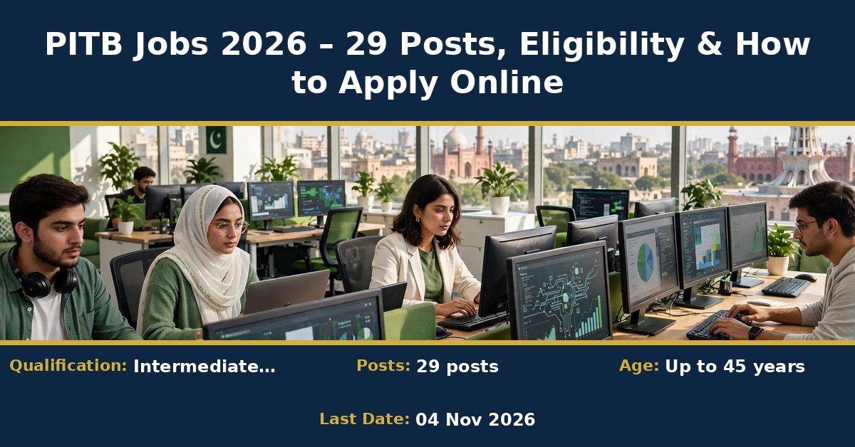 PITB Jobs 2026 – 29 Posts, Eligibility & How to Apply Online