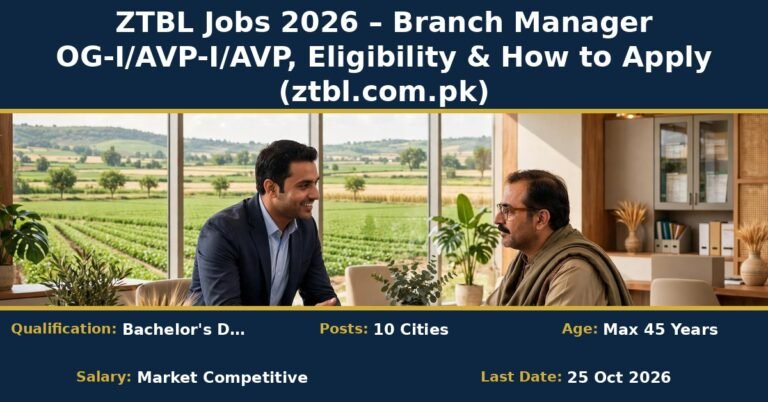 ZTBL Jobs 2026 Branch Manager OG-I AVP-I AVP advertisement – eligibility, salary, and how to apply at ztbl.com.pk